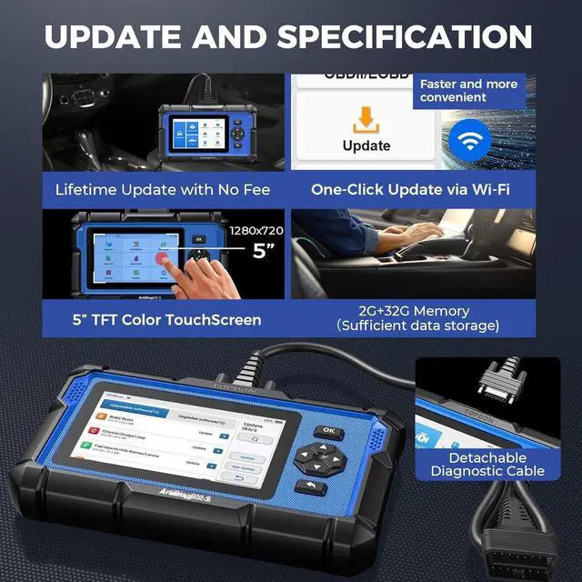 Alt view image 4 of 7 - Scanner TOPDON AD600S Scan Tool, Code Reader, Diagnostics Scanner for ABS/SRS/AT/Engine, 9 Reset Services, Oil/Brake/BMS/SAS/DPF/TPMS/ETS Reset/ABS Bleeding/Injector Coding, Free Lifetime Upgrade