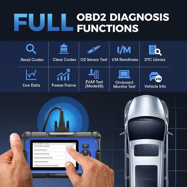 Alt view image 6 of 7 - Scanner TOPDON AD600S Scan Tool, Code Reader, Diagnostics Scanner for ABS/SRS/AT/Engine, 9 Reset Services, Oil/Brake/BMS/SAS/DPF/TPMS/ETS Reset/ABS Bleeding/Injector Coding, Free Lifetime Upgrade