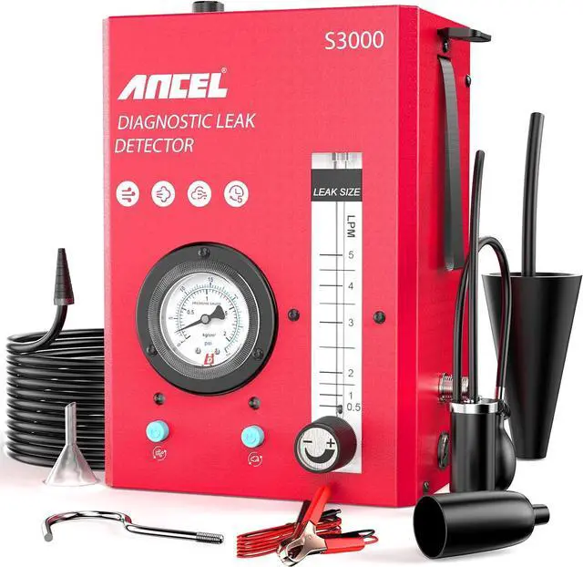Main image of ANCEL S3000-US Smoke Machine Automotive with Built-in Air Compressor, Pressure Gauge & Adjustable Flow Meter, Automotive Smoke Machine Leak Detector for EVAP, Fuel, Vacuum System & More