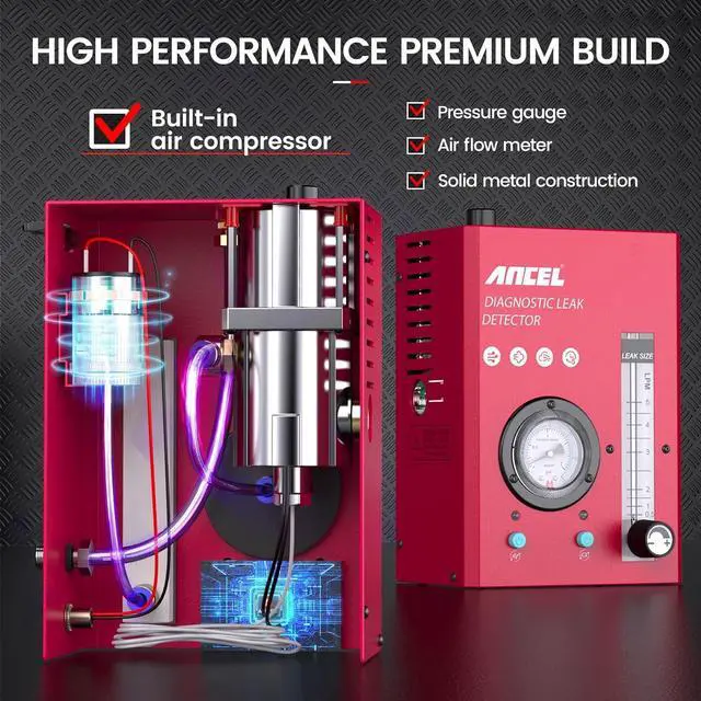 Alt view image 4 of 7 - ANCEL S3000-US Smoke Machine Automotive with Built-in Air Compressor, Pressure Gauge & Adjustable Flow Meter, Automotive Smoke Machine Leak Detector for EVAP, Fuel, Vacuum System & More