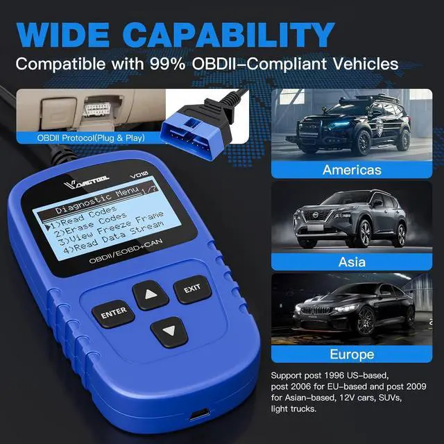 Alt view image 3 of 5 - VDIAGTOOL VD10 OBD2 Scanner Code Reader Car Diagnostic Tool Engine Fault Code Reader for Turn Off CEL with Freeze Frame/I/M Readiness for All OBDII Protocol Cars, OBD2 Scanner Diagnostic Tool