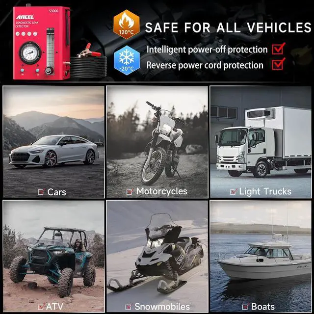 Alt view image 7 of 7 - ANCEL S3000-US Smoke Machine Automotive with Built-in Air Compressor, Pressure Gauge & Adjustable Flow Meter, Automotive Smoke Machine Leak Detector for EVAP, Fuel, Vacuum System & More