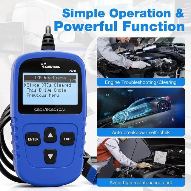 Alt view image 5 of 5 - VDIAGTOOL VD10 OBD2 Scanner Code Reader Car Diagnostic Tool Engine Fault Code Reader for Turn Off CEL with Freeze Frame/I/M Readiness for All OBDII Protocol Cars, OBD2 Scanner Diagnostic Tool