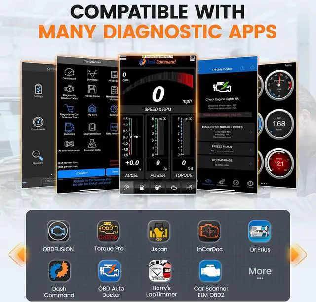 Alt view image 5 of 7 - Ancel Echo OBD2 Scanner Bluetooth - Wireless Car Diagnostic Tool for iOS & Android, Code Reader with Reset, All System Automotive Scan Tool OBD Scanner with OBD2 Guage Display, Battery Registration