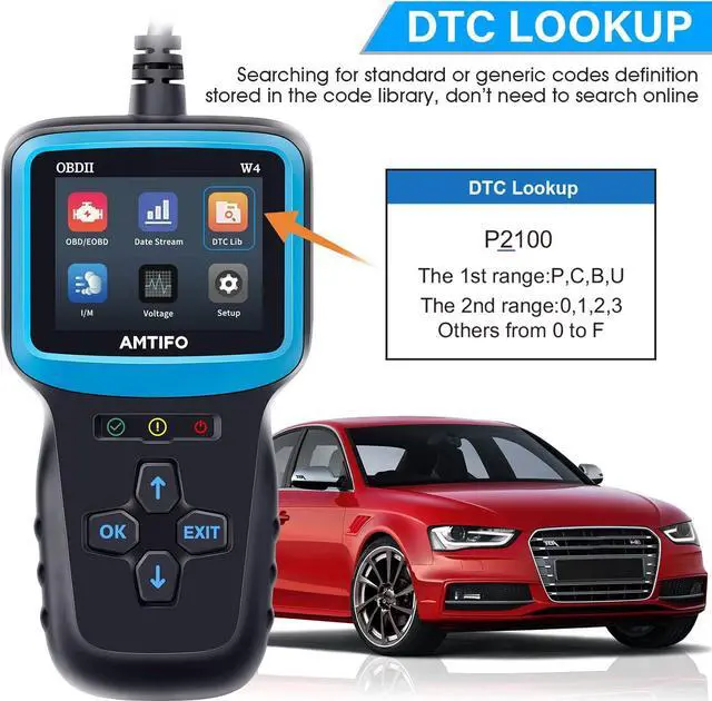 Alt view image 4 of 7 - OBD2 Scanner Color Screen Live Data: Easy Set up Reset Clear Engine Error Code Plug&Play Upgraded Indicator Light Test Voltage/EVAP/O2 Sensor Diagnostic Scan Tool for All Cars Since 1996,AMTIFO W4
