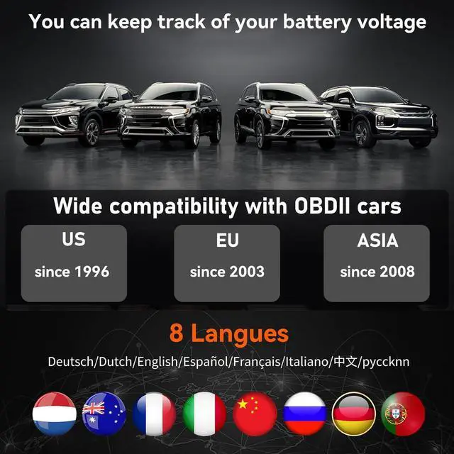 Alt view image 7 of 7 - Car Code Reader OBD2 Scanner, SC103 Diagnose Tool Vehicle DTC Lookup Check Engine Light Freeze Frame Live Data Stream Voltage Test for Cars and Trucks Since 1996