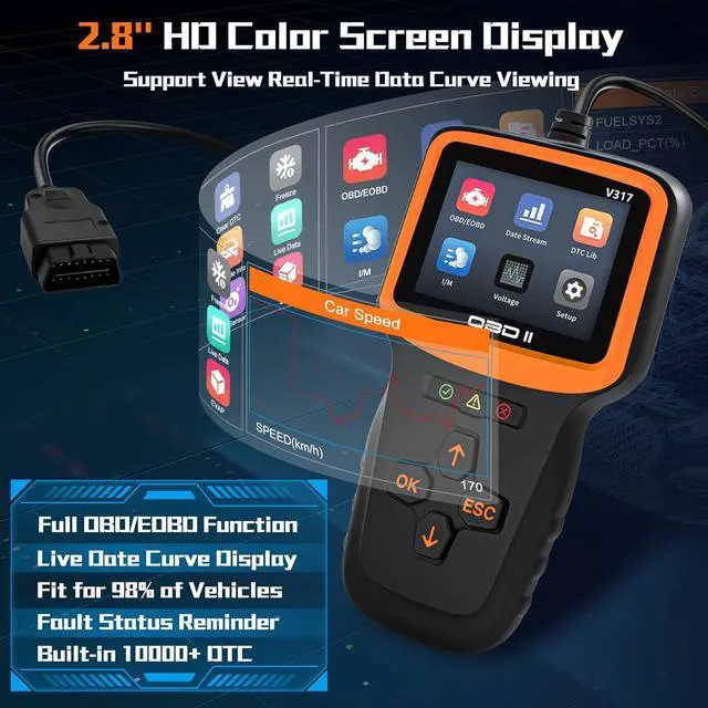 Alt view image 2 of 6 - Zmoon OBD2 Scanner Diagnostic Tool, Vehicle Check Engine Code Readers with Reset & I/M Readiness & More, Car OBDII/EOBD Diagnostic Scan Tool for All Vehicles After 1996