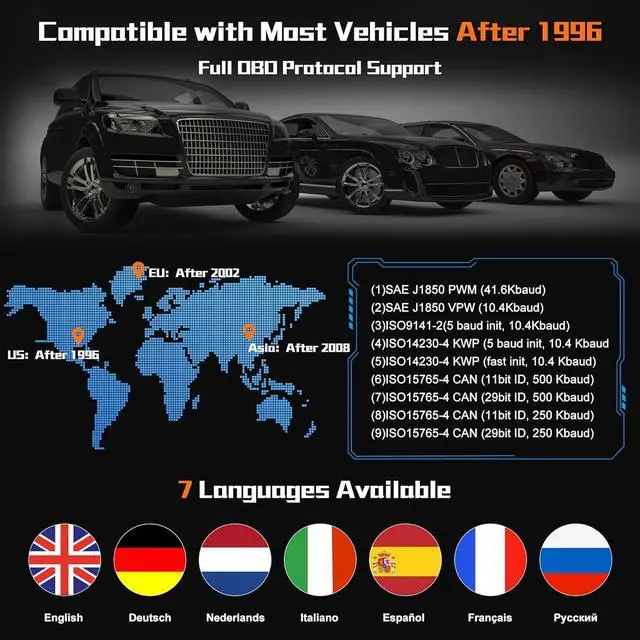 Alt view image 5 of 6 - Zmoon OBD2 Scanner Diagnostic Tool, Vehicle Check Engine Code Readers with Reset & I/M Readiness & More, Car OBDII/EOBD Diagnostic Scan Tool for All Vehicles After 1996