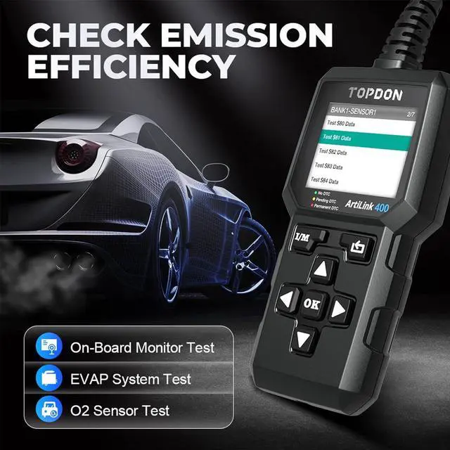 Alt view image 2 of 7 - TOPDON AL400 OBD2 Scanner, Full OBDII Code Reader, Check Engine Light Scan Tool, Car Scanner with DTC Lookup, Clear Codes, Freeze Frame, One-Click I/M, Diagnostic Scanner for DIYers, Lifetime Update