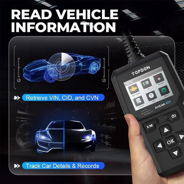 Alt view image 3 of 7 - TOPDON AL400 OBD2 Scanner, Full OBDII Code Reader, Check Engine Light Scan Tool, Car Scanner with DTC Lookup, Clear Codes, Freeze Frame, One-Click I/M, Diagnostic Scanner for DIYers, Lifetime Update