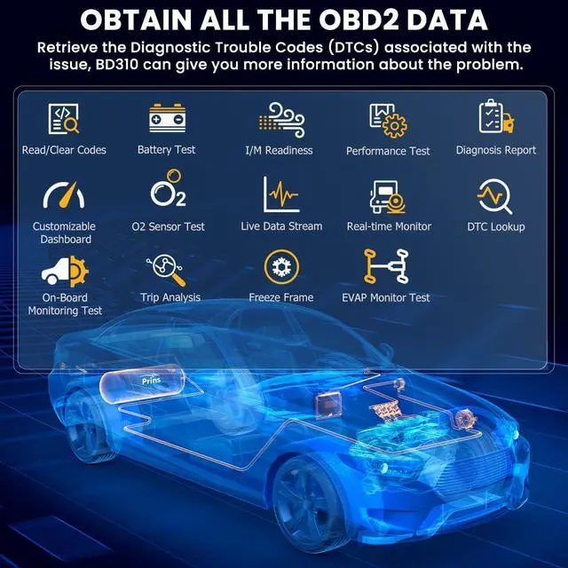 Alt view image 2 of 7 - ANCEL BD310 OBD2 Scanner Diagnostic Tool - 3 in 1 OBD2 Scanner Bluetooth - App Based OBDII Scan Tool for Android & iPhone - Check Engine Light Code Reader - Wired, Bluetooth, and Heads-up Display