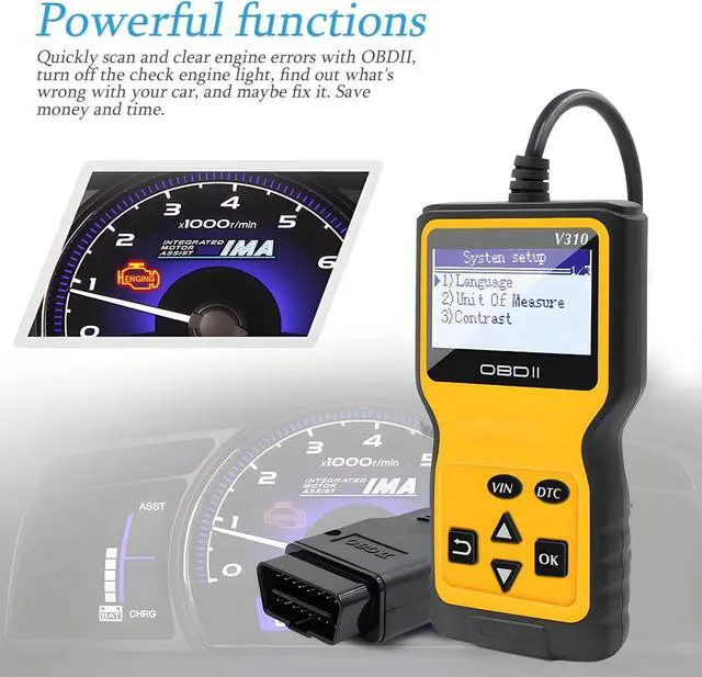 Alt view image 3 of 6 - OBD2 Scanner Code Reader for Car Check Engine, Automotive CAN Diagnostic Tool, Read and Erase Fault Codes, Check Emission Monitor Status, Universal for All OBD II Protocol Cars After 1996