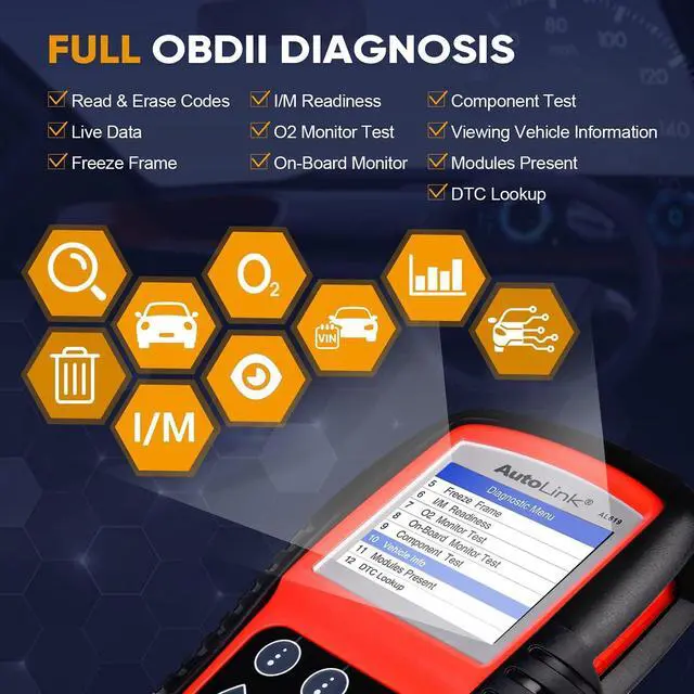 Alt view image 4 of 7 - Autel AutoLink AL619 Scanner, 2024 ABS SRS Airbag Warning Light Diagnostic Scan Tool, Up of AL519 ML519 ML619, 10 OBDII Test Modes, DTCs Lookup, Live Data, Turn Off Check Engine Light OBD2 Code Reader