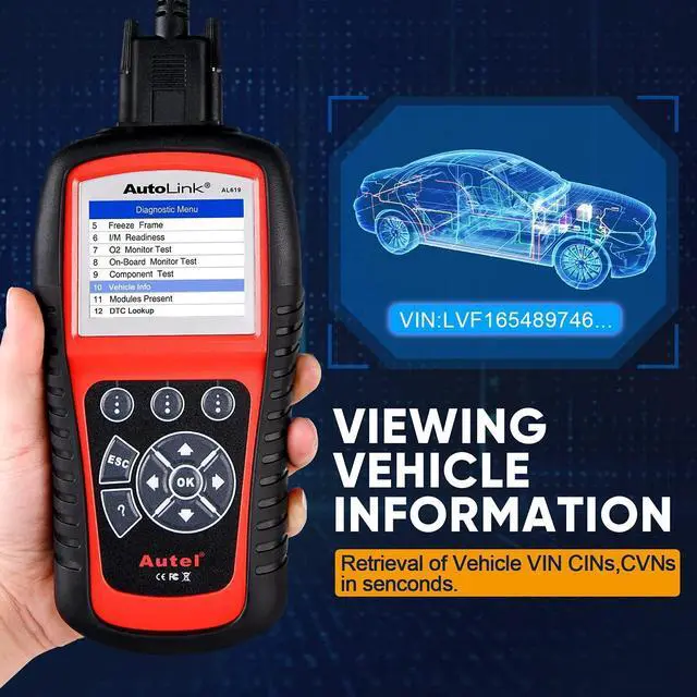 Alt view image 7 of 7 - Autel AutoLink AL619 Scanner, 2024 ABS SRS Airbag Warning Light Diagnostic Scan Tool, Up of AL519 ML519 ML619, 10 OBDII Test Modes, DTCs Lookup, Live Data, Turn Off Check Engine Light OBD2 Code Reader