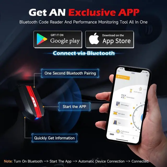 Alt view image 3 of 7 - ANCEL BD200 OBD2 Scanner Bluetooth - Code Reader & Check Engine Diagnostic Scan Tools with Car Battery Test, Exclusive App On iOS & Android, Wireless OBDII Adapter Works for 1996 & Newer Vehicles