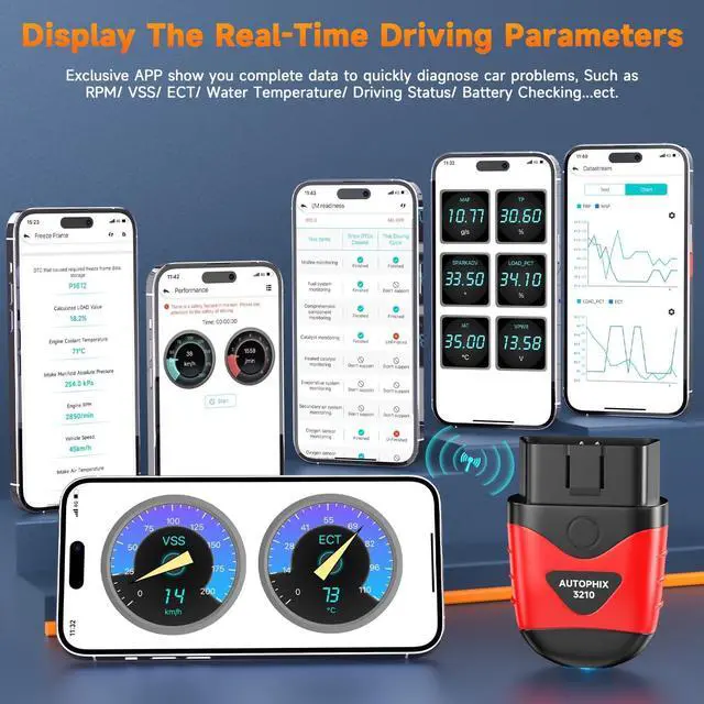 Alt view image 3 of 7 - AUTOPHIX 3210 Bluetooth OBD2 Scanner Enhanced Wireless Car Code Readers Auto Scan Tools Diagnostic Scanner with Battery Performance Test Check Engine Light Exclusive APP for iPhone, iPad & Android