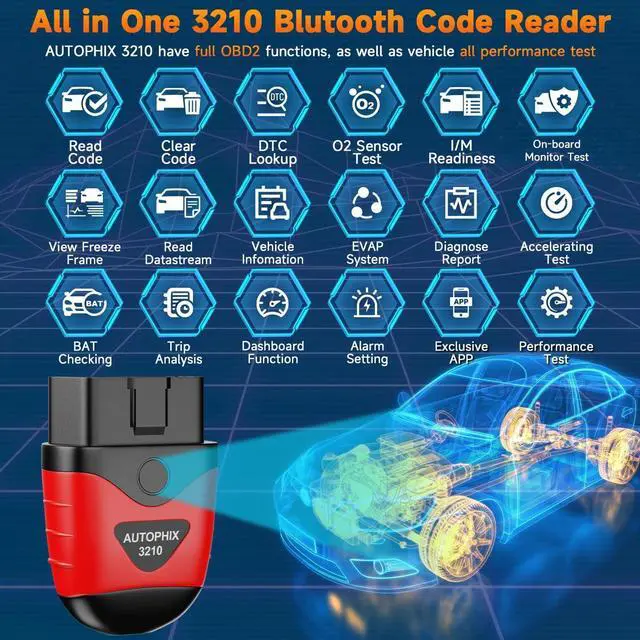 Alt view image 2 of 7 - AUTOPHIX 3210 Bluetooth OBD2 Scanner Enhanced Wireless Car Code Readers Auto Scan Tools Diagnostic Scanner with Battery Performance Test Check Engine Light Exclusive APP for iPhone, iPad & Android