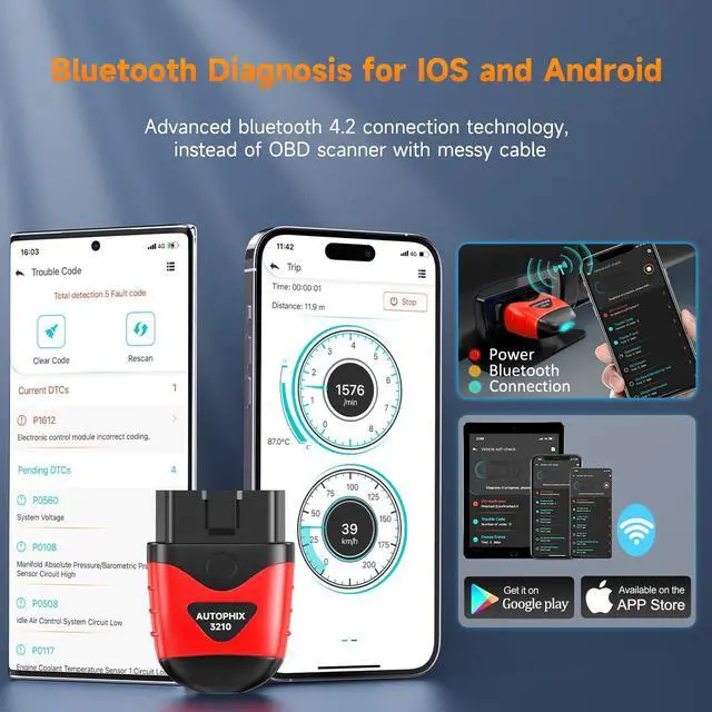 Alt view image 6 of 7 - AUTOPHIX 3210 Bluetooth OBD2 Scanner Enhanced Wireless Car Code Readers Auto Scan Tools Diagnostic Scanner with Battery Performance Test Check Engine Light Exclusive APP for iPhone, iPad & Android