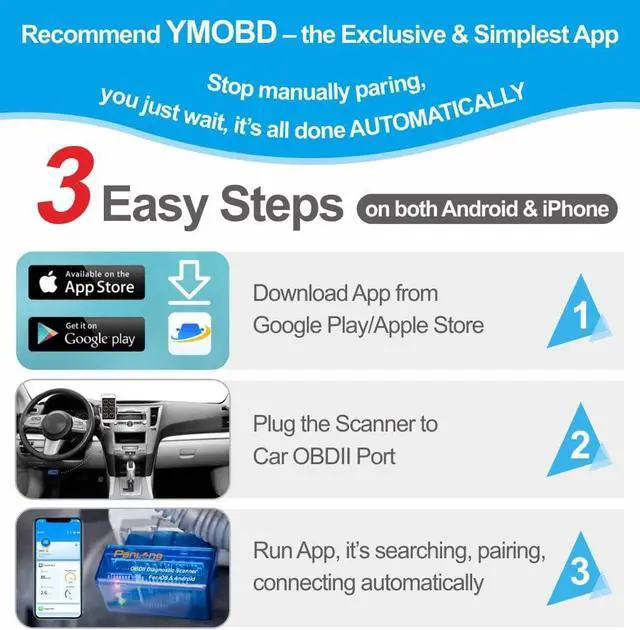 Alt view image 4 of 7 - Panlong OBD2 Scanner Bluetooth for iPhone iOS Android OBDII Car Diagnostic Scan Tool Engine Fault Code Reader
