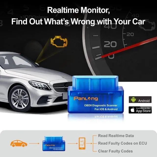 Alt view image 5 of 7 - Panlong OBD2 Scanner Bluetooth for iPhone iOS Android OBDII Car Diagnostic Scan Tool Engine Fault Code Reader