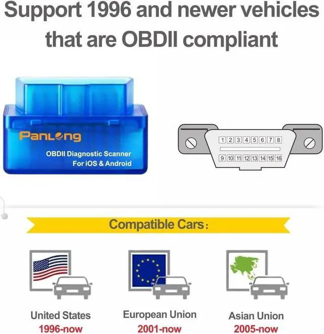 Alt view image 6 of 7 - Panlong OBD2 Scanner Bluetooth for iPhone iOS Android OBDII Car Diagnostic Scan Tool Engine Fault Code Reader