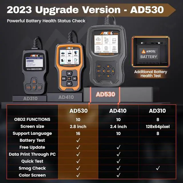 Alt view image 5 of 6 - (Upgraded AD310) ANCEL AD530 OBD2 Scanner Diagnostic Tool with Battery Test Car Engine Light Code Reader Scan Tool, All OBD2 Function Enhanced Code Definition and Upgraded Graphing Battery Status