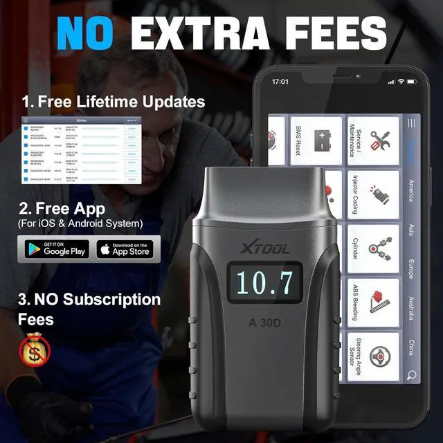 Alt view image 3 of 7 - Wireless OBD2 Scanner, XTOOL Anyscan A30D Bidirectional Scan Tool, Full Systems Car Scanner, 14 Services, ABS Bleed, Injector Coding, Oil EPB BMS SAS TPMS Reset, for iPhone and Android
