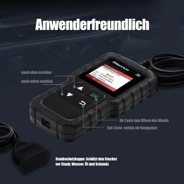 Alt view image 6 of 6 - LAUNCH Millennium 30 OBD2 Scanner,Car Code Reader with Full OBD2 Functions,Check Engine Light Car Diagnostic Tool,O2 Sensor/EVAP System/Smog Test/Check I/M Readiness Car Scanner,Lifetime Free Update