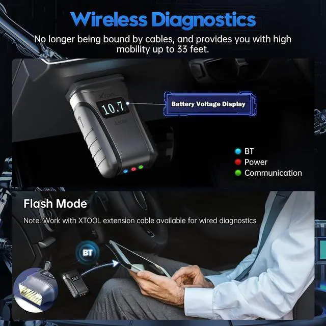 Alt view image 5 of 5 - Wireless OBD2 Scanner for Android & iPhone, XTOOL Anyscan A30M 2024 Newest Bidirectional Scan Tool with Free Updates, All System Diagnostics, 21 Resets, ABS Bleed, Oil Reset, Upgraded Ver. of A30