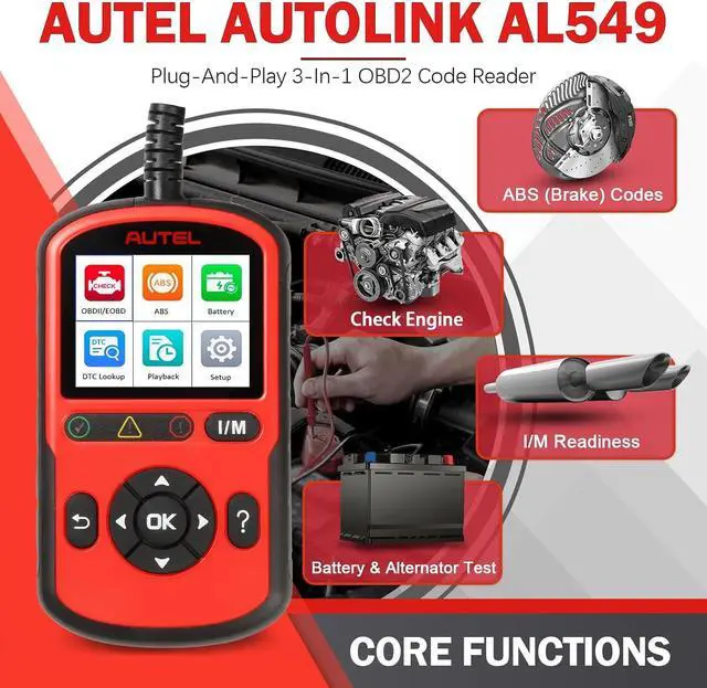 Alt view image 2 of 7 - OBD2 Scanner AutoLink AL549: 2024 Check Engine Code Reader ABS Diagnostic Tool, Universal Car Battery & Alternator Test, Upgrade Ver. of Autel AL519 MaxiLink ML519 OBDII CAN Diagnostic Scan Tool