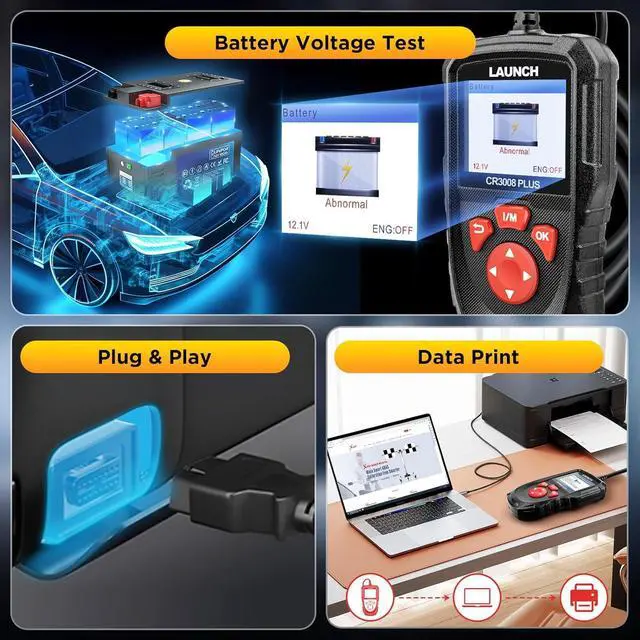 Alt view image 6 of 7 - LAUNCH Professional OBD2 Scanner Diagnostic Tool CR3008 Plus,One-Key I/M,Lifetime Update Code Reader,Enhanced Check Engine Code Reader OBDII Car Scan Tool for All Vehicles After 1996,Battery Test