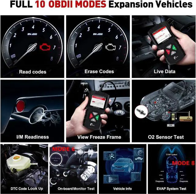 Alt view image 3 of 7 - EDIAG YA-201 Obd2 Scanner, Full OBD2 Modes Check Engine Code Reader After 1996 All OBDII/EOBD/KOBD/CAN Cars, O2 Sensor EVAP Systems, Battery Test,Live Data Stream,Plug & Play