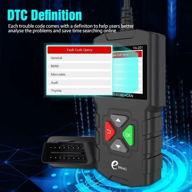 Alt view image 5 of 7 - EDIAG YA-201 Obd2 Scanner, Full OBD2 Modes Check Engine Code Reader After 1996 All OBDII/EOBD/KOBD/CAN Cars, O2 Sensor EVAP Systems, Battery Test,Live Data Stream,Plug & Play