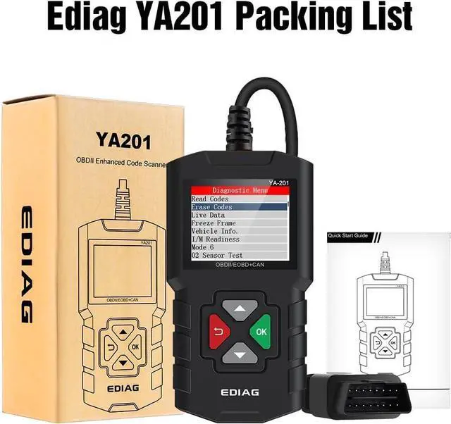 Alt view image 7 of 7 - EDIAG YA-201 Obd2 Scanner, Full OBD2 Modes Check Engine Code Reader After 1996 All OBDII/EOBD/KOBD/CAN Cars, O2 Sensor EVAP Systems, Battery Test,Live Data Stream,Plug & Play