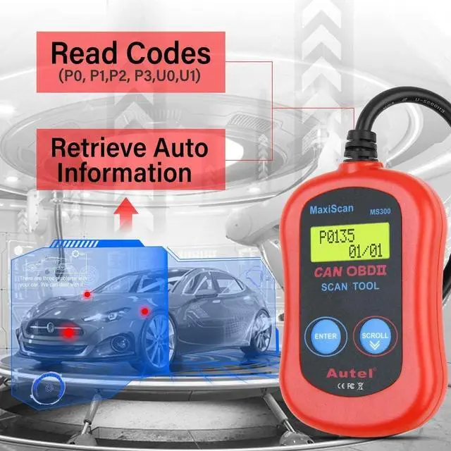 Alt view image 3 of 7 - Autel MaxiScan MS300 Car OBD2 Scanner Code Reader Engine Fault Code Reader Scanner CAN Diagnostic Scan Tool for All OBD II Protocol Cars Since 1996, Red