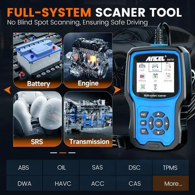Alt view image 3 of 7 - ANCEL BM700 Fit for BMW OBD2 Scanner - Full System Diagnostic Scan Tool with All Reset Services, Battery Registration Tool for BMW Mini Cooper Code Reader, Enhanced CBS Reset/Correct, EGS, CAS Reset