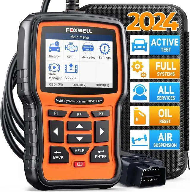 Main image of FOXWELL NT510 Elite Diagnostic Scan Tool Fit for Mercedes Benz Sprinter, OBD2 Scanner Full System TPMS ABS SRS Car Code Reader with Bi-Directional Rodeo Test Battery Reset Air Suspension, WiFi Update