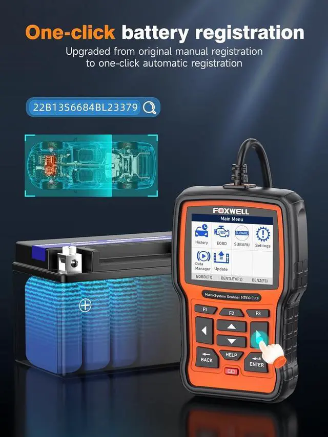 Alt view image 4 of 7 - FOXWELL NT510 Elite Diagnostic Scan Tool Fit for Mercedes Benz Sprinter, OBD2 Scanner Full System TPMS ABS SRS Car Code Reader with Bi-Directional Rodeo Test Battery Reset Air Suspension, WiFi Update