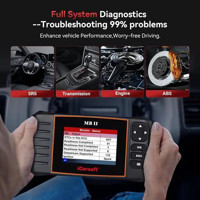 Alt view image 4 of 7 - OBD2 Scanner Diagnostic Tool for Porsche, iCarsoft POR II (Enhance Version) Code Reader, Full System Diagnosis Car Scan Tool with Oil Reset/EPB/DP/ETC/SAS, Live Data Graph-Free Update/Repair