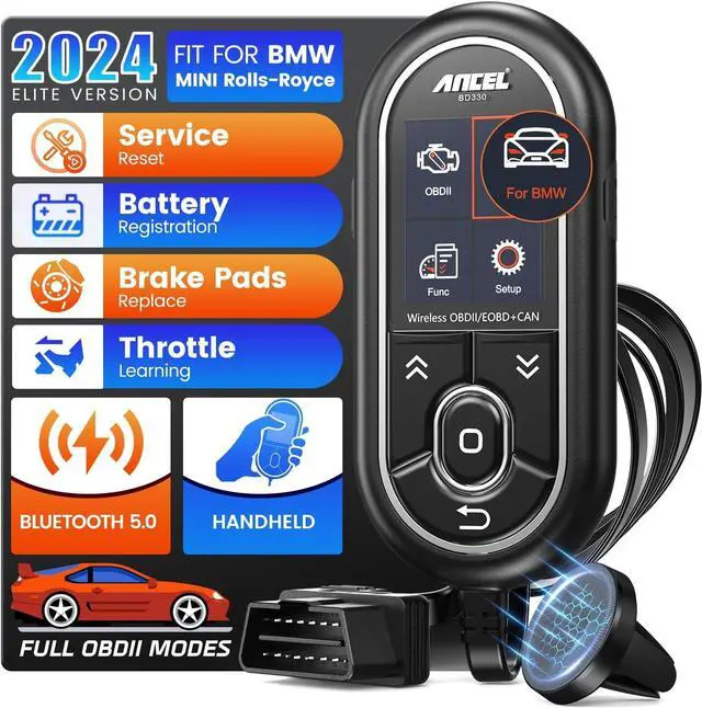 Main image of ANCEL BD330 Battery Registration Scan Tool Fits for BMW/Mini/Rolls Royce, 3 in 1 Full System OBD2 Scanner Bluetooth Diagnostic Tools, Car Code Reader for iOS & Android, EPB/ETC/Oil Reset