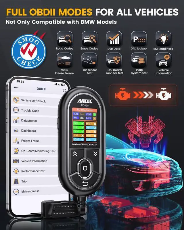 Alt view image 5 of 7 - ANCEL BD330 Battery Registration Scan Tool Fits for BMW/Mini/Rolls Royce, 3 in 1 Full System OBD2 Scanner Bluetooth Diagnostic Tools, Car Code Reader for iOS & Android, EPB/ETC/Oil Reset