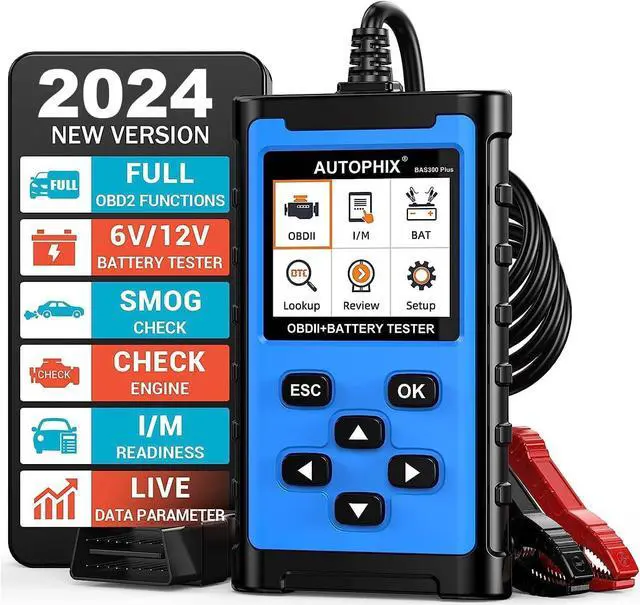 Main image of AUTOPHIX BAS300 Plus OBD2 Scanner Battery Tester 2 in 1 Car Code Reader 6V 12V 100-2000 CCA Battery Load Tester with Battery Charging Cranking Test Full OBD2 Function Diagnostic Scan Tool