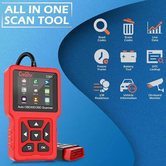 Alt view image 3 of 7 - Creator C301 OBD2 Scanner OBDII Code Reader Diagnostic Scan Tool with Battery Test for All OBD-II Protocol Cars Since 1996 Check Engine Light