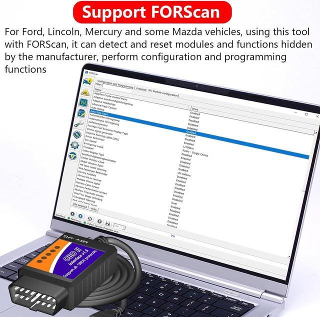 Alt view image 2 of 6 - ELM327 OBD2 USB Adapter OBD2 to USB Cable Reader Scanner Diagnostic Scan Tool OBDii Scanner Code Reader OBD to USB Adapter ELM 327 Scanner Interface for Forscan Ford Chevy GM Toyota for Laptop PC