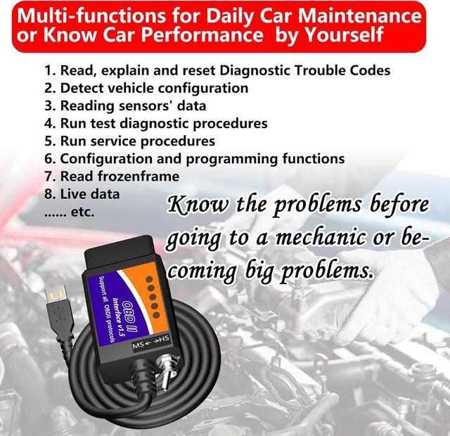 Alt view image 3 of 6 - ELM327 OBD2 USB Adapter OBD2 to USB Cable Reader Scanner Diagnostic Scan Tool OBDii Scanner Code Reader OBD to USB Adapter ELM 327 Scanner Interface for Forscan Ford Chevy GM Toyota for Laptop PC