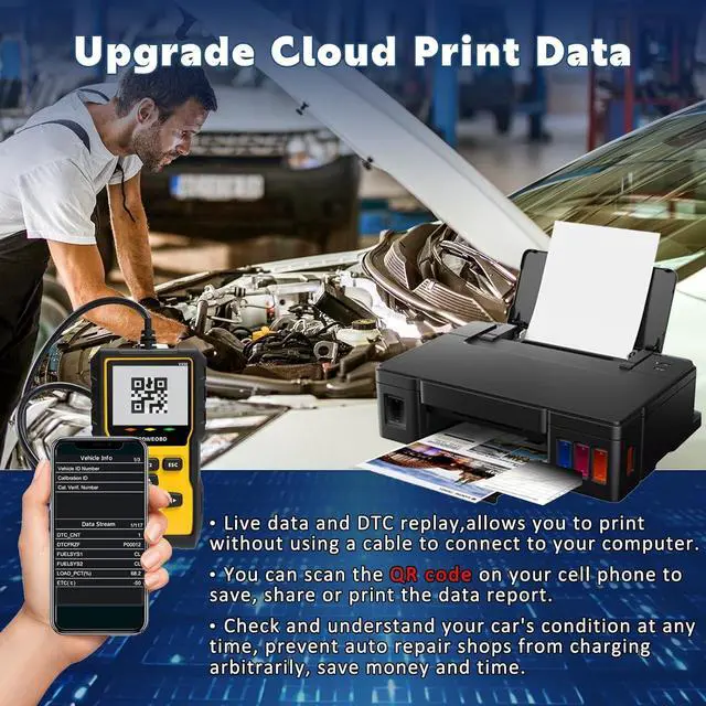 Alt view image 6 of 6 - Professional OBD2 Scanner Diagnostic Tool, Enhanced Auto Check Engine Code Reader with Reset,35,901 DTC Cloud Print I/M Readiness OBDII/EOBD Car Diagnostic Scan Tools for Vehicles After 1996