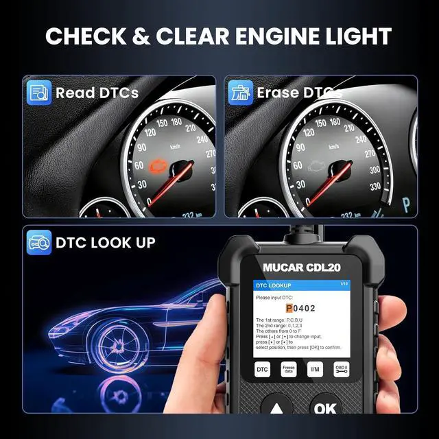 Alt view image 3 of 7 - CDL20 OBD2 Scanner Code Reader, Check Engine Light, DTC scanner, Smog check,obd2 scanner Diagnostic Tool for cars since 1996