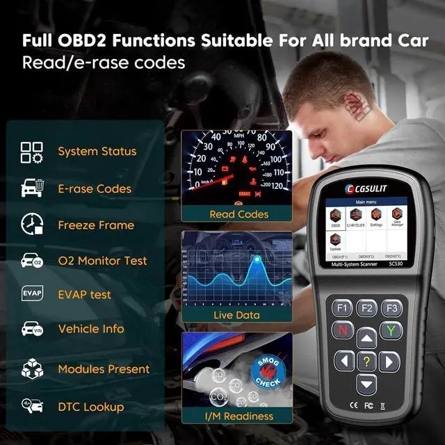 Alt view image 4 of 6 - OBD2 Scanner, All System Code Reader for Dodge Chrysler Jeep Car Scanner with Reset SRS ABS EPB SAS Transmission Engine Light CKP Relearn, etc 30+ Special Functions Bidirectional Diagnostic Scan Tool