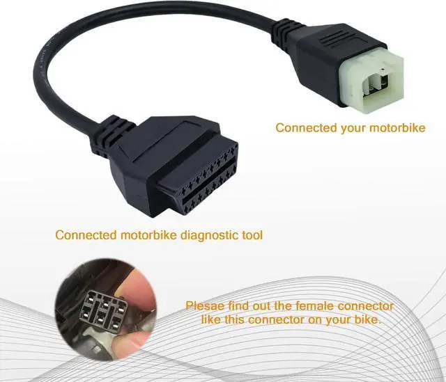 Alt view image 3 of 6 - Obd2 Adapter for Royal Enfield Motorcycle 6 Pin to 16 Pin OBD Diagnostic Cable,Fit for Interceptor 650/Continental GT 650/535 Bike CAN Bus,Work with Elm327 Obdii Code Reader