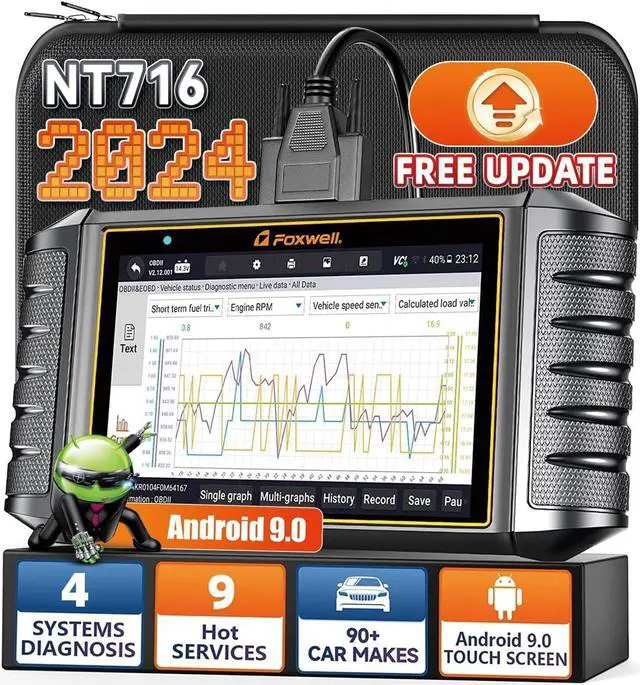 Main image of FOXWELL NT716 OBD2 Scanner Tablet, Multi System Diagnostic Tool, 9 Service Code Reader Scanner Engine SRS Transmission Oil EPB TPMS SAS BMS Throttle Brake Reset ABS Bleeding Injector Coding Scan Tool